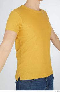 Brett casual dressed upper body yellow t shirt 0008.jpg